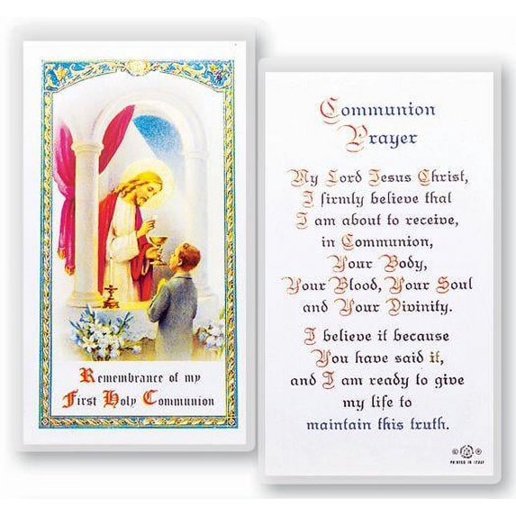 Communion Boy Laminated Catholic Prayer Holy Card with Prayer on Back ...