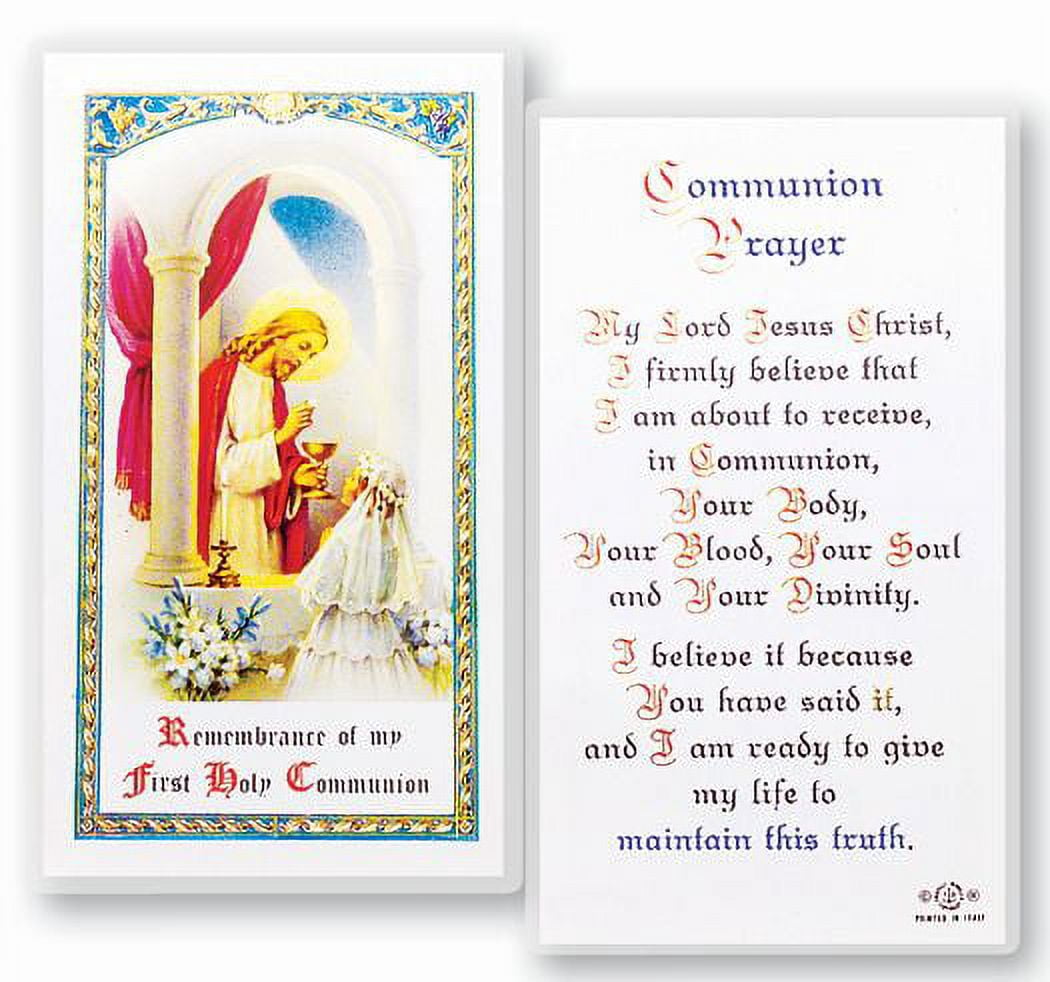 Communion Girl Laminated Catholic Prayer Holy Card with Prayer on Back ...