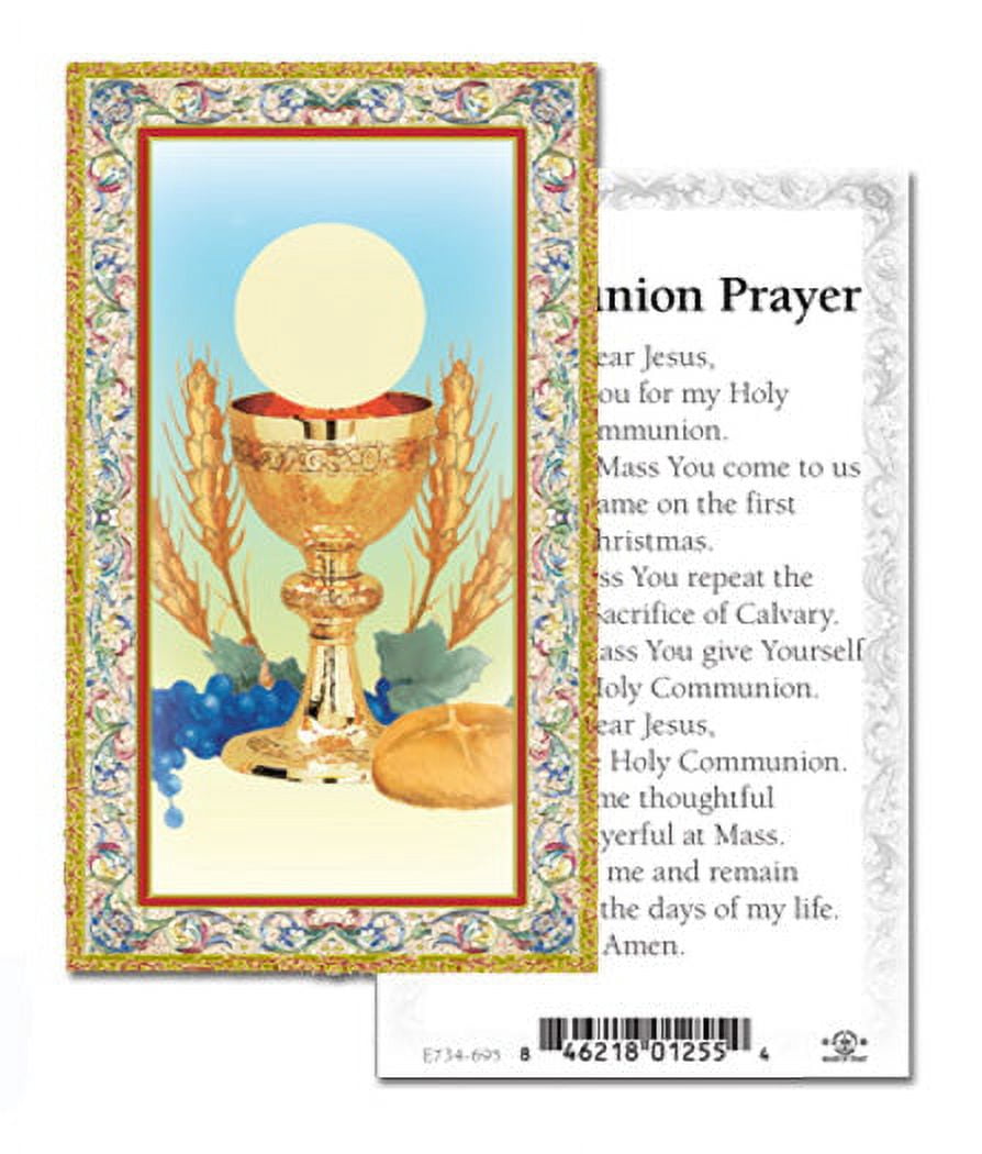 Communion Gold-Stamped Catholic Prayer Holy Card with Prayer on Back ...