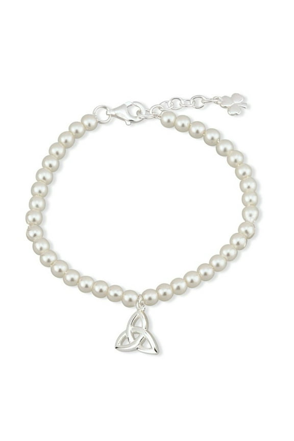 Communion Simulated Pearl Trinity Knot Bracelet