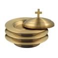 thumbnail image 1 of Communion Ware 3 Holy Stacking Bread Plates With A Lid - Stainless Steel (Brass Matte), 1 of 6