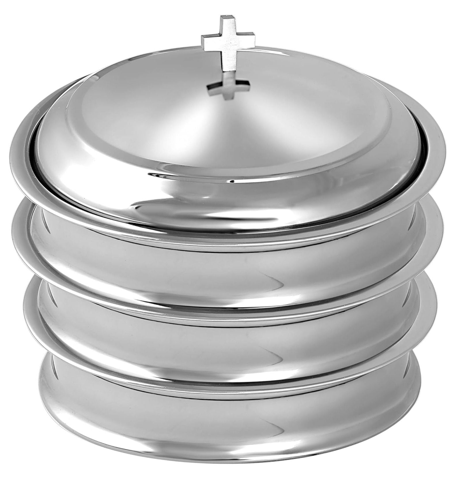 Communion Ware 3 Holy Wine Serving Trays with A Cover Stainless Steel