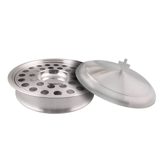 Communion Ware Holy Serving Tray Including Center Bread Plate with A Cover - Stainless Steel (Silver/Matte)