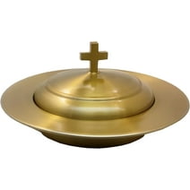 Communion Ware Holy Stacking Bread Plate With a Lid - Stainless Steel (Brass Matte)