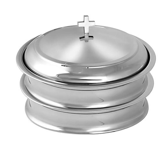 Communion Ware Stainless Steel Communion Ware 2 Holy Wine Serving Trays with A Cover - (Silver/Mirror)