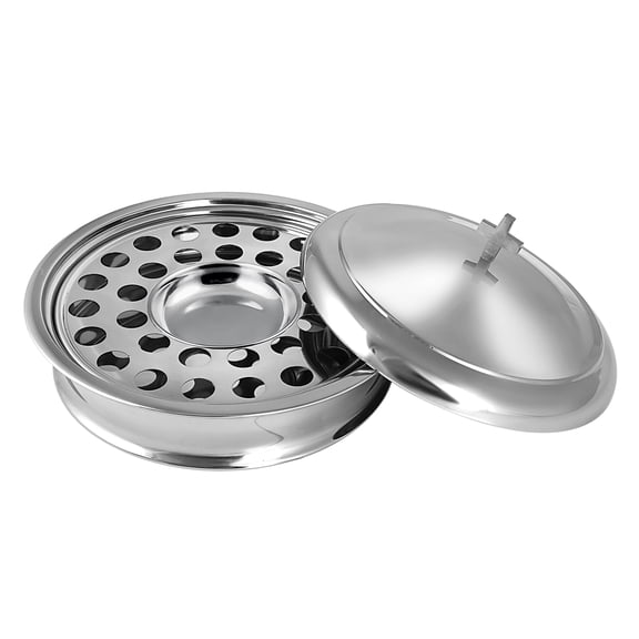 Communion Ware Stainless Steel Communion Ware Holy Serving Tray Including Center Bread Plate with A Cover - (Silver/Mirror)
