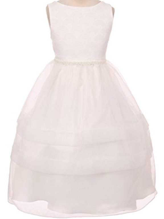 Communion Wedding Flowers Girls Dresses Classic Formal Pearl Little Girl Ivory 6 KD.360