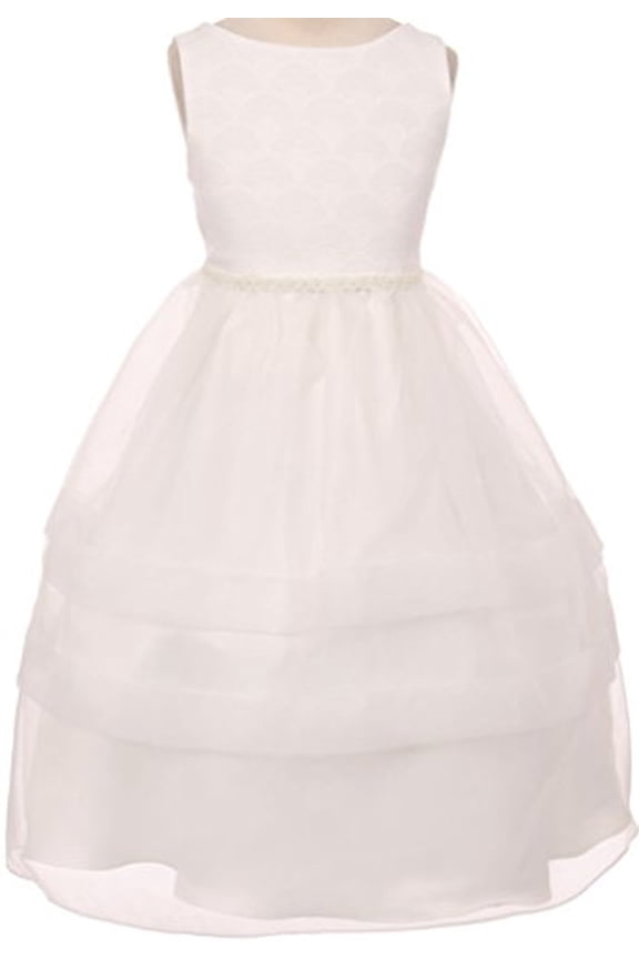 Communion Wedding Flowers Girls Dresses Classic Formal Pearl Little Girl Ivory 6 KD.360
