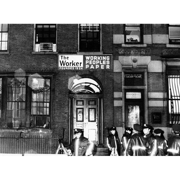 Communist Party Headquarters In New York City. Police At The Daily Worker And Communist Party Building After An Explosion Which Shattered Its Windows And Caused Considerable Damage On Nearby