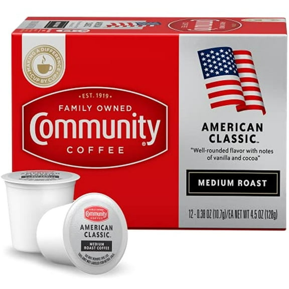 Community Coffee American Classic 12 Count Coffee Pods, Medium Roast, Compatible With Keurig 2.0 K-Cup Brewers, 12 Count (Pack Of 1)