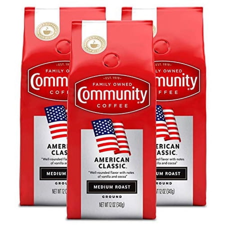 Community Coffee American Classic Medium Roast Ground Coffee, 12 Ounce Bag (Pack of 3)