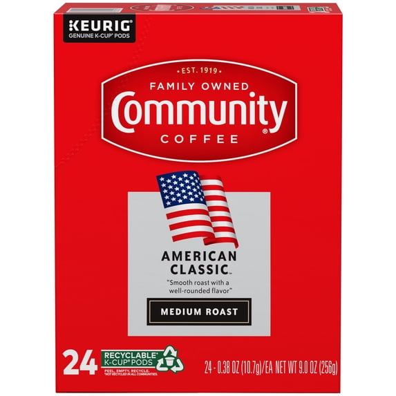 Community Coffee American Classic Medium Roast Coffee - Single Serve Pods - 24ct