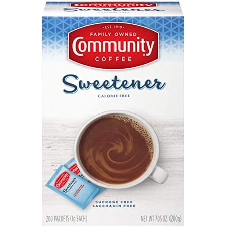 Community Coffee Blue Sweetener Packets, 200 Count (Pack Of 4)