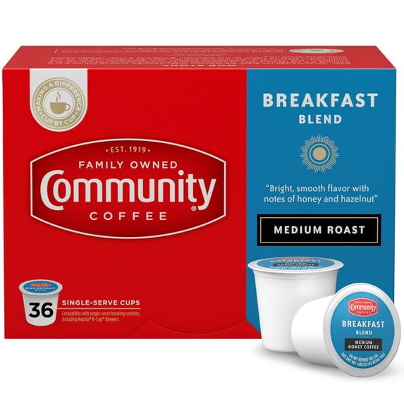 Community Coffee Breakfast Blend Medium Roast Single Serve 36 ct Box