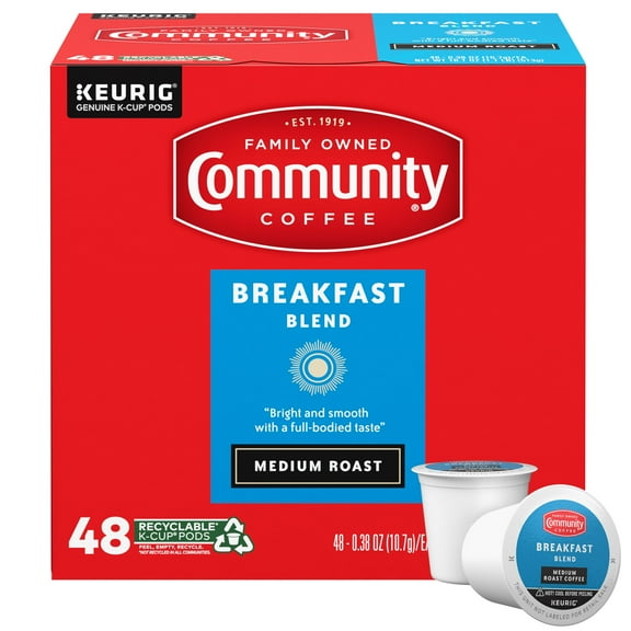 Community Coffee Breakfast Blend Medium Roast Single Serve Keurig K-Cup Pods 48 ct Box