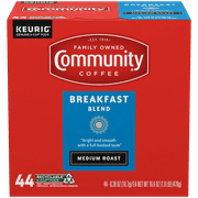 Community Coffee Breakfast Blend Pods for Keurig K-cups 44 Count