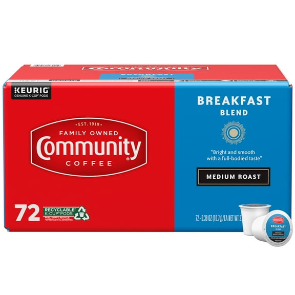 Community Coffee Breakfast Blend Pods for Keurig K-cups 72 Count