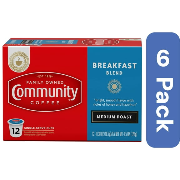 Community Coffee Breakfast Blend Single Serve 12 Pieces (Pack Of 6)
