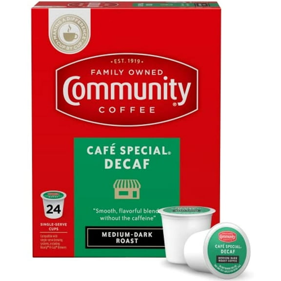 Community Coffee Café Special Decaf 24 Count Coffee Pods, Medium-Dark Roast, Compatible With Keurig 2.0 K-Cup Brewers, 24 Count (Pack Of 1)