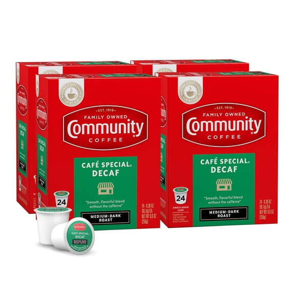 Community Coffee Caf Special Decaf 96 Count Coffee Pods, Medium Dark Roast, Compatible With Keurig 2.0 K-Cup Brewers
