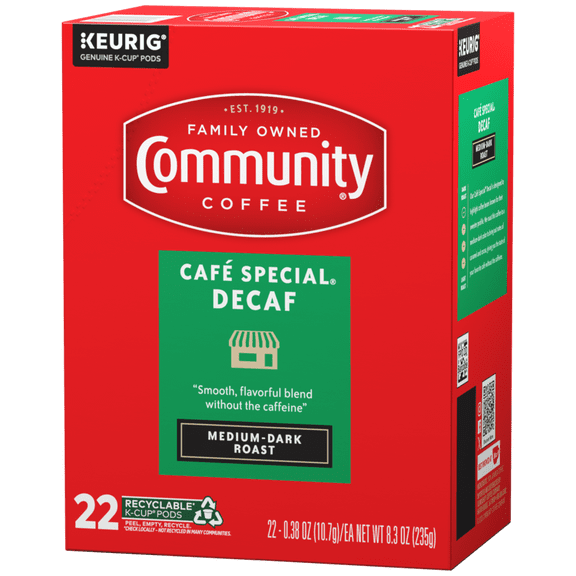 Community Coffee Caf Special Decaf Coffee Single-Serve Cups 22 ct Box