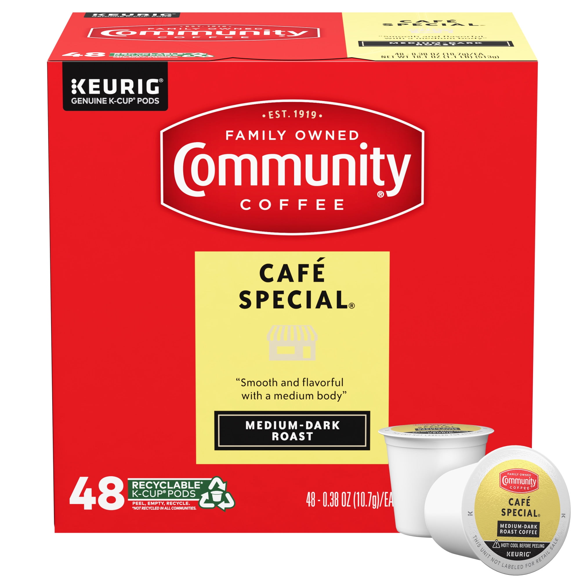 Community Coffee Café Special Medium-Dark Roast Single Serve Keurig K-Cup Pods 48 ct Box