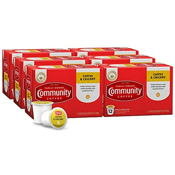 Community Coffee & Chicory 72 Count Coffee Pods, Compatible With Keurig 2.0 K-Cup Brewers (12 Count, Pack Of 6)