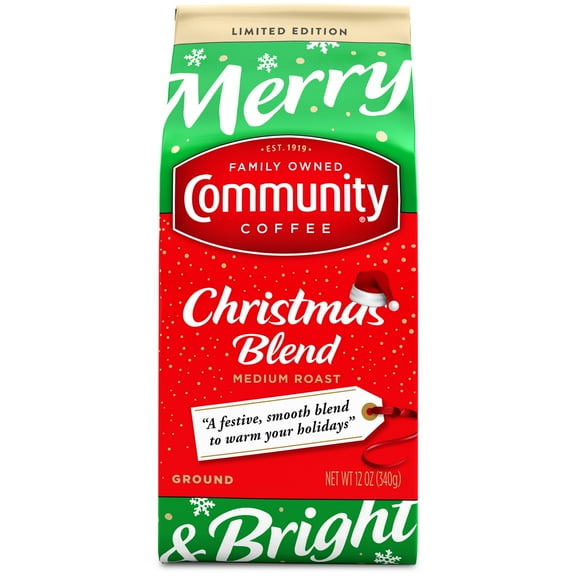 Community Coffee Christmas Blend Medium Roast Ground 12 oz Gable Top