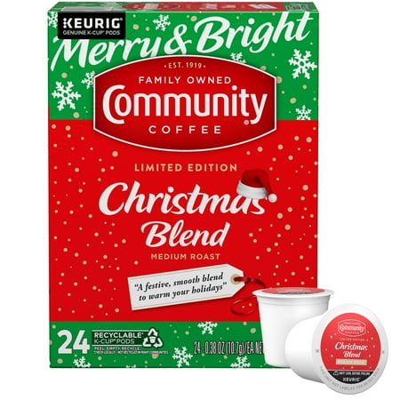 Community Coffee Christmas Blend Medium Roast Single Serve Keurig K-Cup Pods 24 ct Box