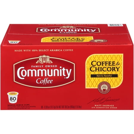 Community® Coffee Coffee & Chicory Single-Serve Cups 80 ct Box Compatible with Keurig 2.0 K-Cup Brewers