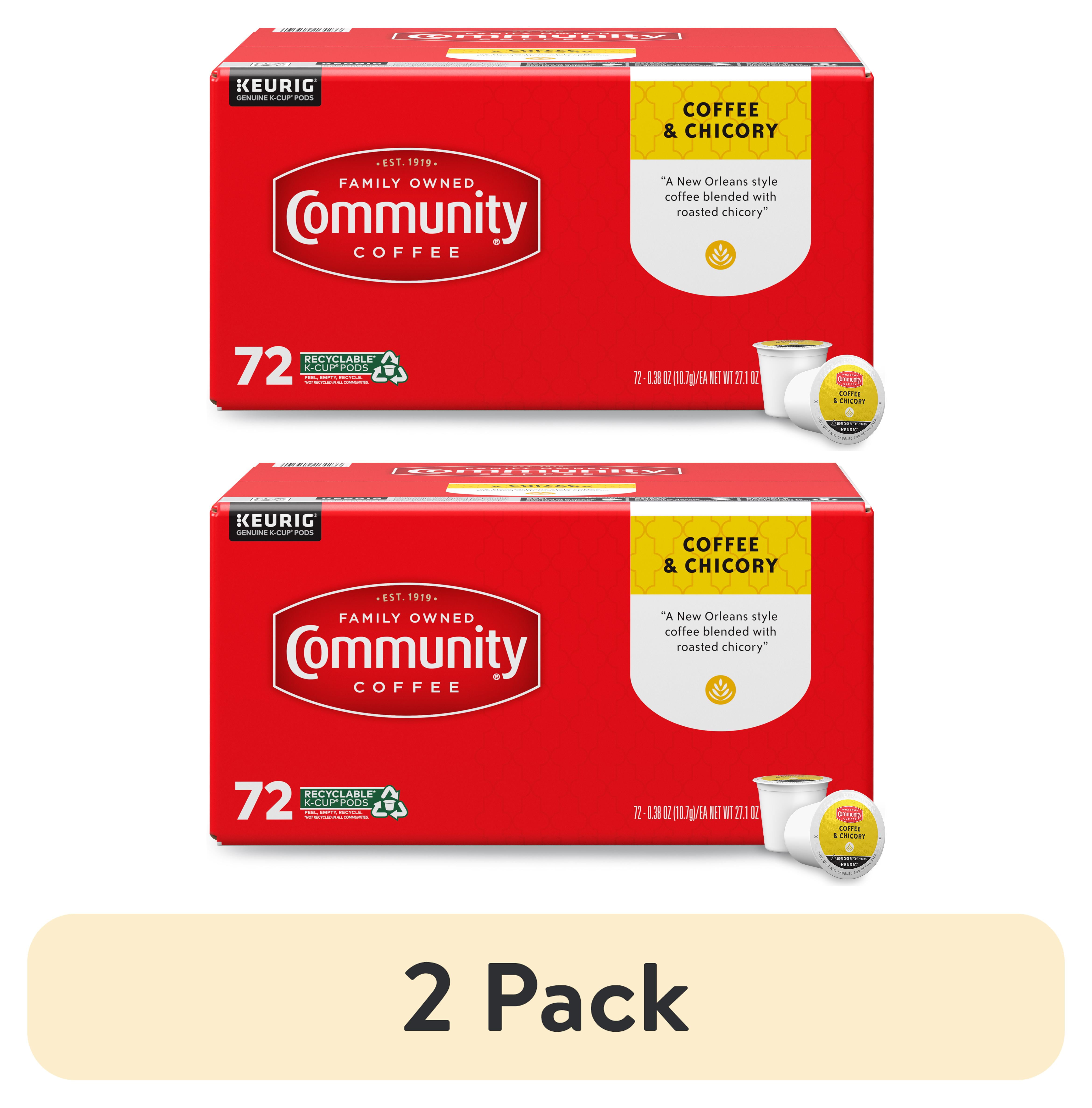 (2 pack) Community Coffee Coffee and Chicory Pods for Keurig Kcups 72