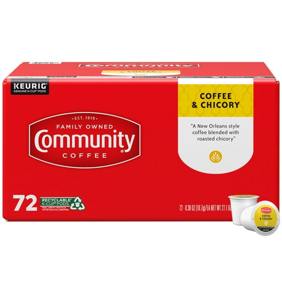 Community Coffee Coffee and Chicory Pods for Keurig K-cups 72 Count