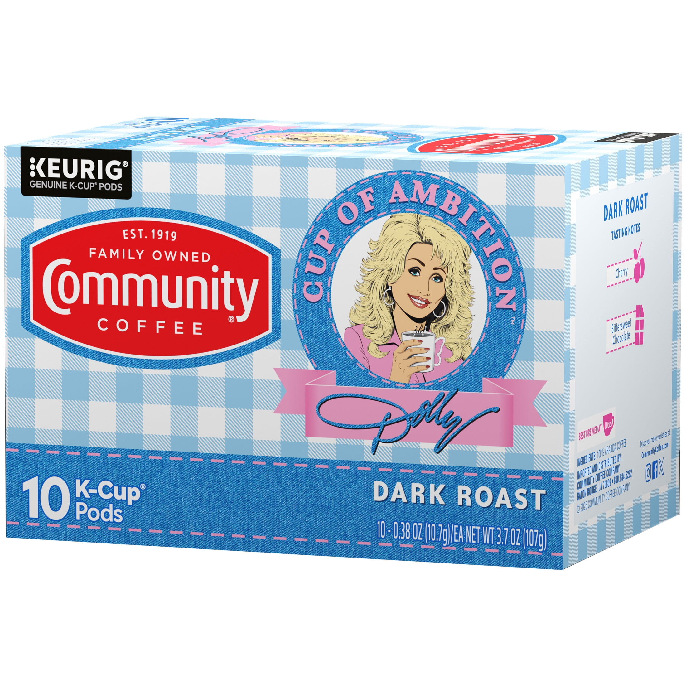 Dolly Parton’s Cup of Ambition™ with Community Coffee® Dark Roast Coffee Single-Serve Cups 10 Count Box