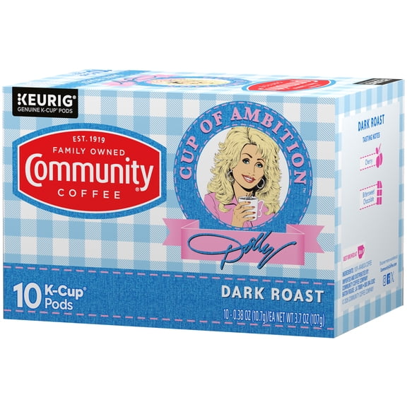 Dolly Parton’s Cup of Ambition™ with Community Coffee® Dark Roast Coffee Single-Serve Cups 10 Count Box