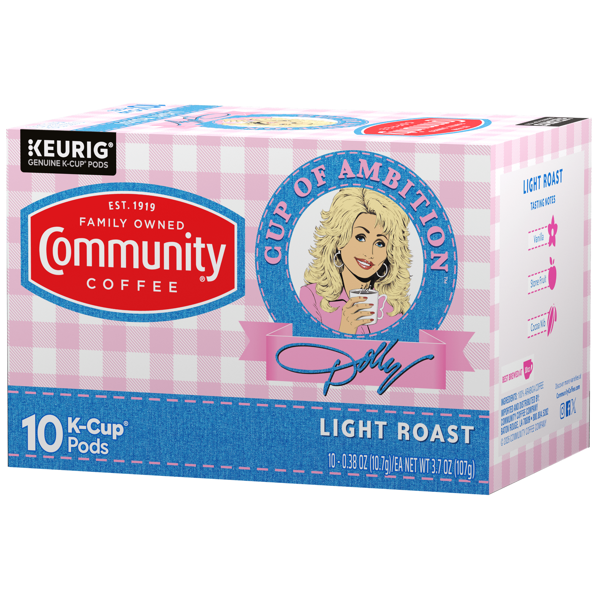 Dolly Parton’s Cup of Ambition™ with Community Coffee® Light Roast Coffee Single-Serve Cups 10 Count Box