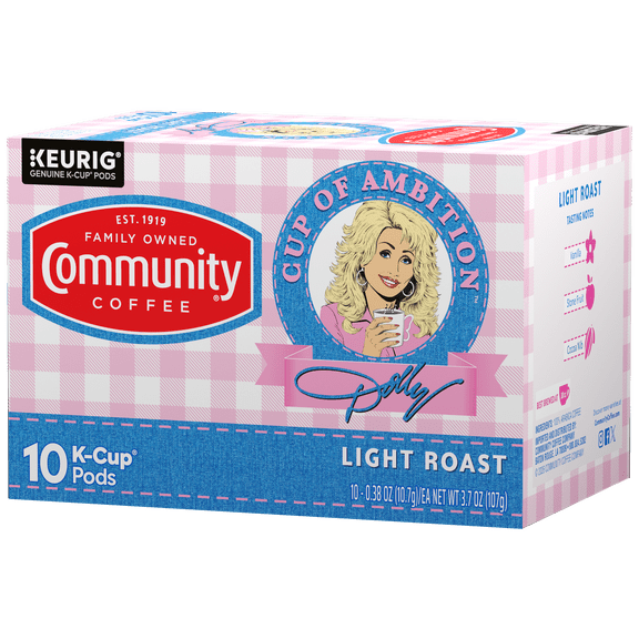 Dolly Partons Cup of Ambition with Community Coffee Light Roast Coffee Single-Serve Cups 10 Count Box