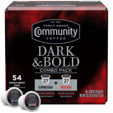 (Pack of 1) Community Coffee Dark & Bold Variety 54 Count Coffee Pods, Extra Dark Roast Compatible with Keurig 2.0 K-Cup Brewers, 54 Count