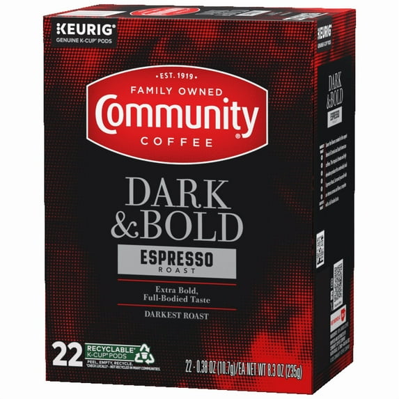 Community® Coffee Dark & Bold Espresso Roast Coffee Single-Serve Cups 22 ct Box