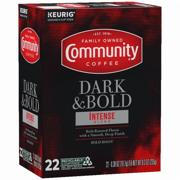 Community Coffee Dark & Bold Intense Blend Coffee Single-Serve Cups 22 ct Box