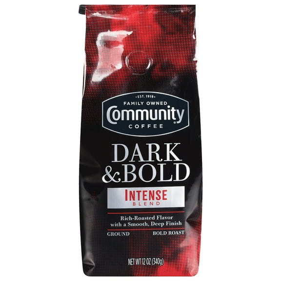 Community Coffee Dark & Bold Intense Blend Dark Roast Ground Coffee, 12 oz (Package May Vary)