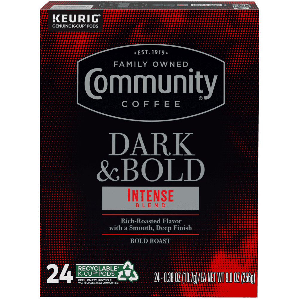 Community Coffee Dark & Bold Intense Blend Pods for Keurig K-cups 24 Count