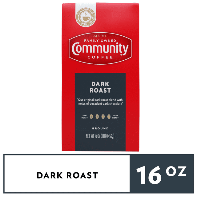 Community Coffee Dark Roast Ground Coffee, 16 Oz, Bag