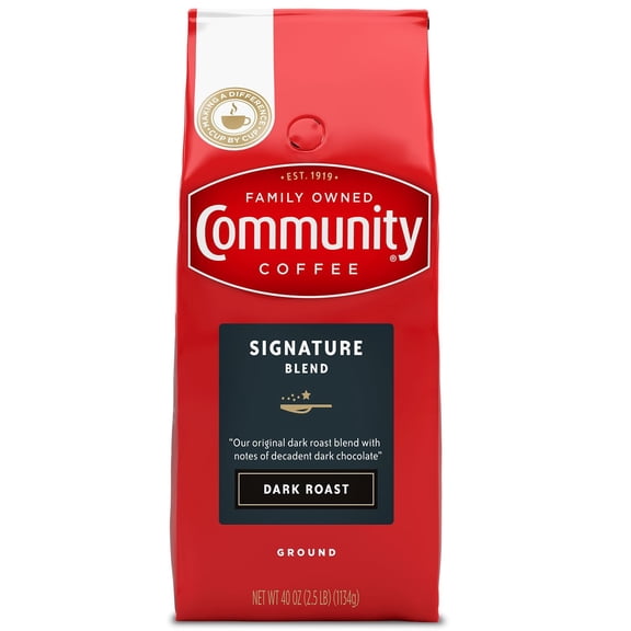 Community Coffee Dark Roast Ground Coffee, Signature Blend, 40 oz.