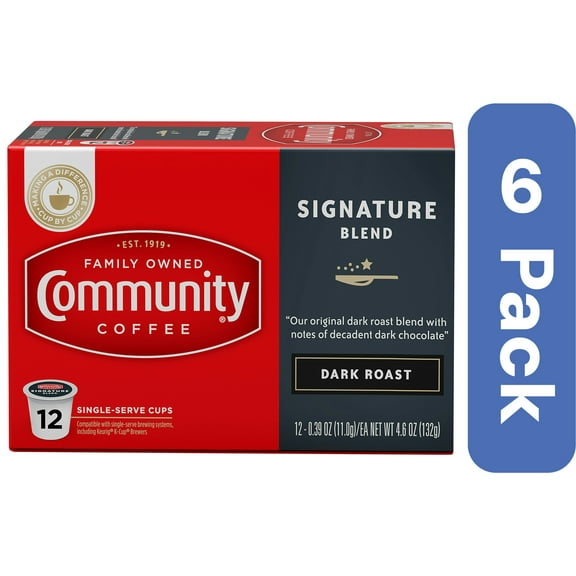 Community Coffee Dark Roast Single Serve 12 Pieces (Pack Of 6)