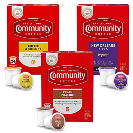Community Coffee Flavors Of New Orleans Variety Pack 72 Count Coffee Pods, Medium To Dark Roast, Compatible With Keurig 2.0 K-Cup Brewers, 24 Count (Pack Of 3)
