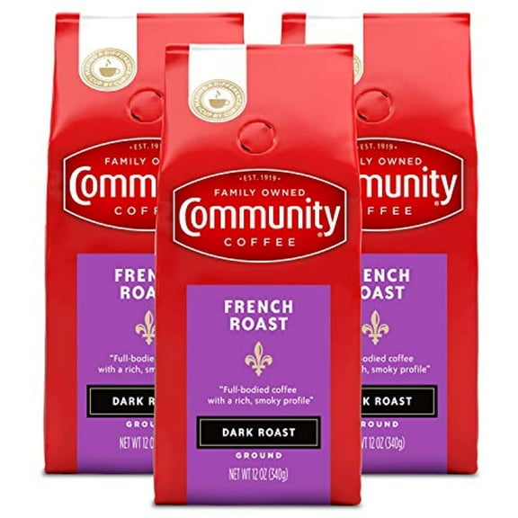 Community Coffee French Roast 36 Ounce, Extra Dark Roast Ground Coffee, 12 Ounce Bag (Pack Of 3)