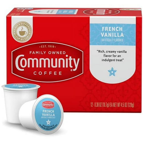 Community Coffee French Vanilla Flavored 36 Count Coffee Pods, Medium Roast, Compatible with Keurig 2.0 K-Cup Brewers, 12 Count (Pack of 3)