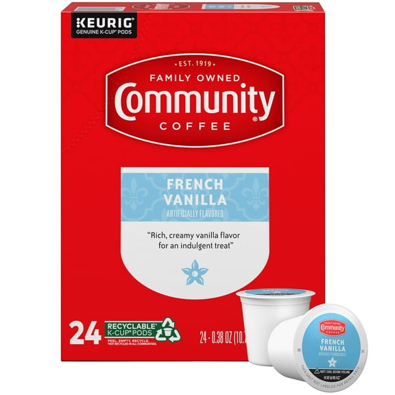 Community Coffee French Vanilla Medium Roast Single Serve Keurig K-Cup Pods 24 ct Box