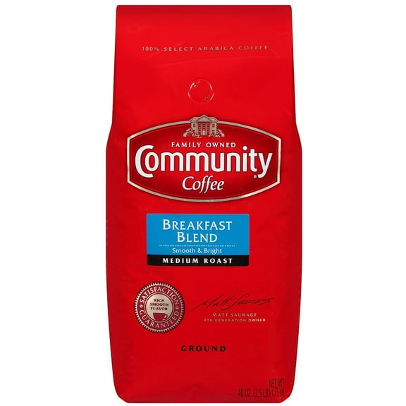 Community Coffee Premium Ground Coffee, Breakfast Blend Medium Roast, 40 Ounce