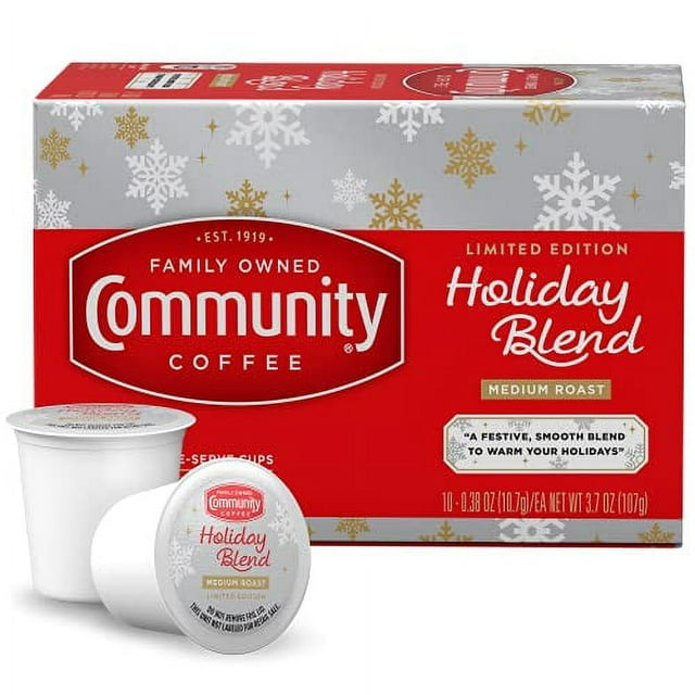 Community Coffee Holiday Blend, 10 Count Coffee Pods, Medium Roast